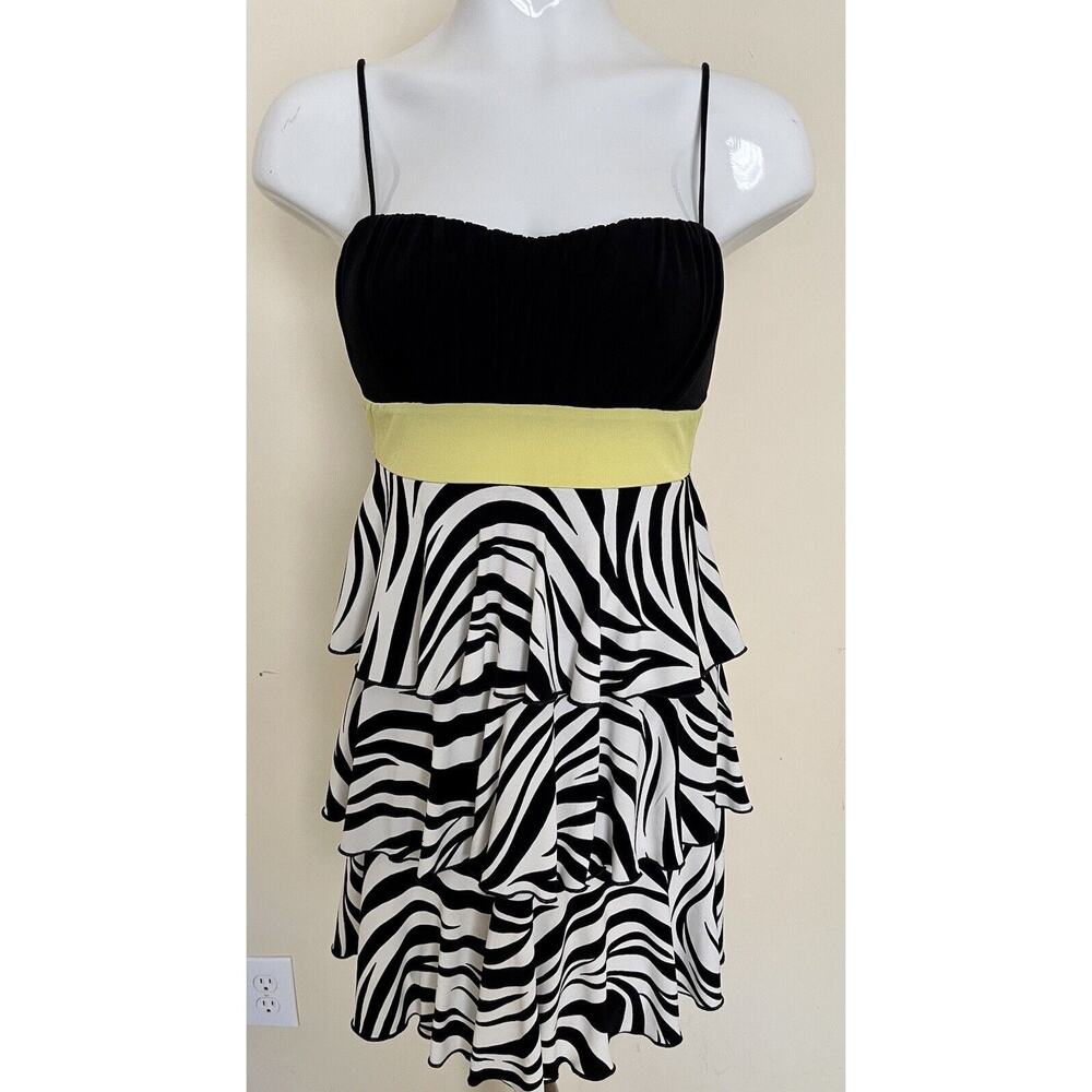 Sweet Storm Zebra Print Spaghetti Strap Tiered Short Party Dress - Junior Size M